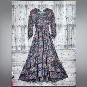 Anthropologie/Boemo Paisley Boho Tiered Maxi Dress